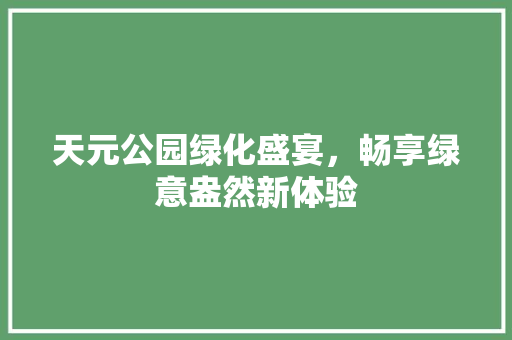 天元公园绿化盛宴，畅享绿意盎然新体验