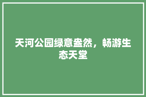 天河公园绿意盎然，畅游生态天堂