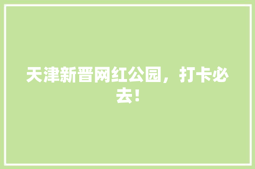 天津新晋网红公园，打卡必去！