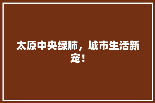 太原中央绿肺，城市生活新宠！