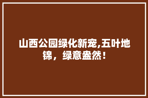 山西公园绿化新宠,五叶地锦，绿意盎然！