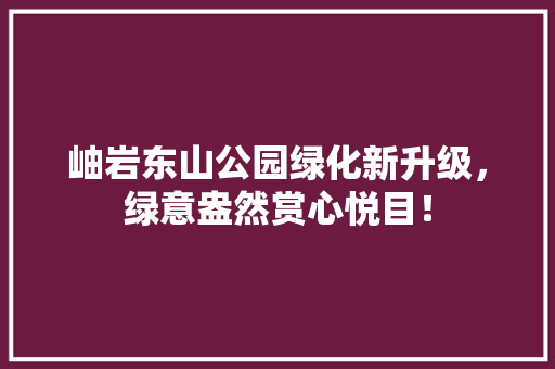 岫岩东山公园绿化新升级，绿意盎然赏心悦目！
