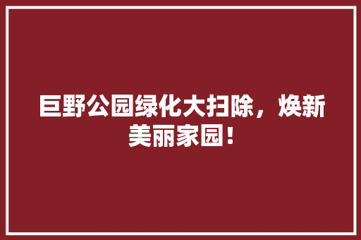 巨野公园绿化大扫除，焕新美丽家园！