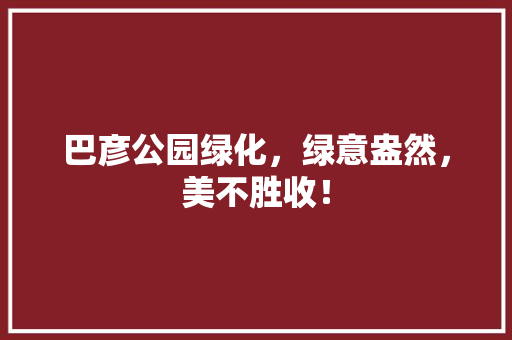 巴彦公园绿化，绿意盎然，美不胜收！