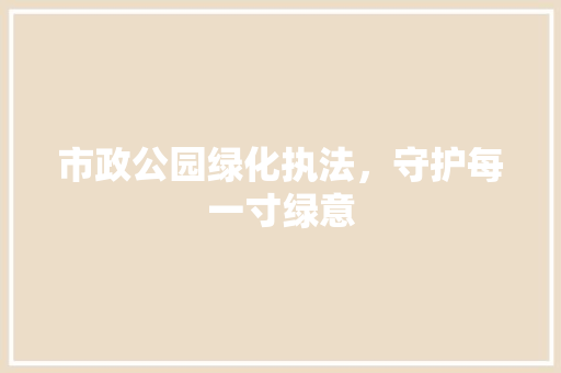 市政公园绿化执法，守护每一寸绿意