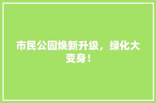 市民公园焕新升级，绿化大变身！