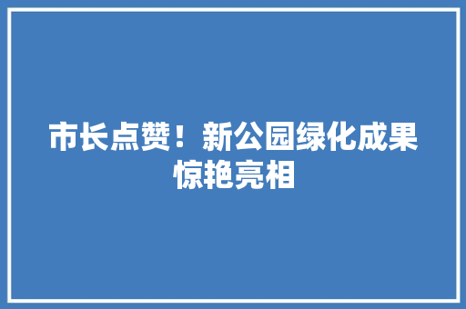 市长点赞！新公园绿化成果惊艳亮相