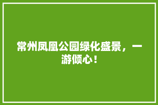 常州凤凰公园绿化盛景，一游倾心！