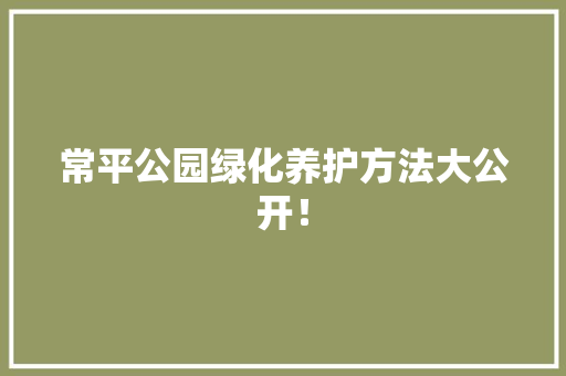 常平公园绿化养护方法大公开！