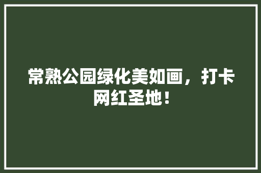 常熟公园绿化美如画，打卡网红圣地！