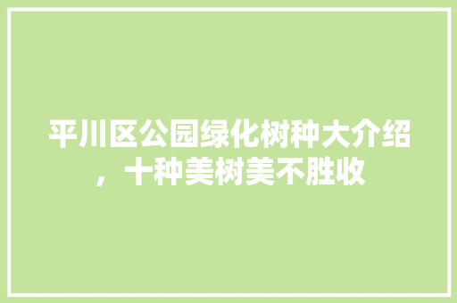平川区公园绿化树种大介绍，十种美树美不胜收