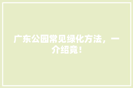 广东公园常见绿化方法，一介绍竟！