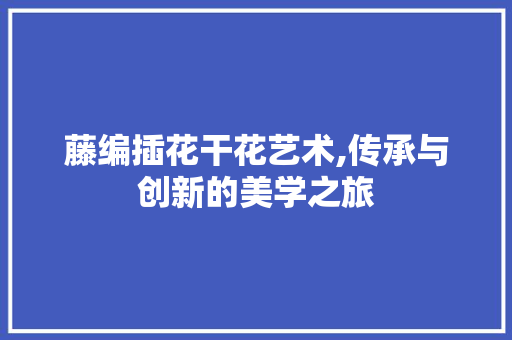 藤编插花干花艺术,传承与创新的美学之旅