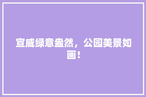 宣威绿意盎然，公园美景如画！