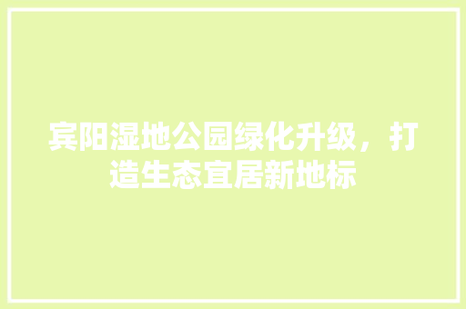 宾阳湿地公园绿化升级，打造生态宜居新地标