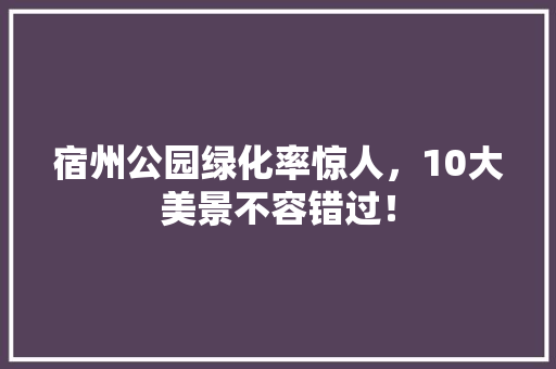 宿州公园绿化率惊人，10大美景不容错过！