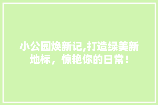 小公园焕新记,打造绿美新地标，惊艳你的日常！