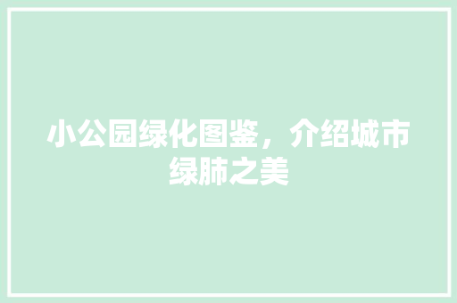 小公园绿化图鉴，介绍城市绿肺之美
