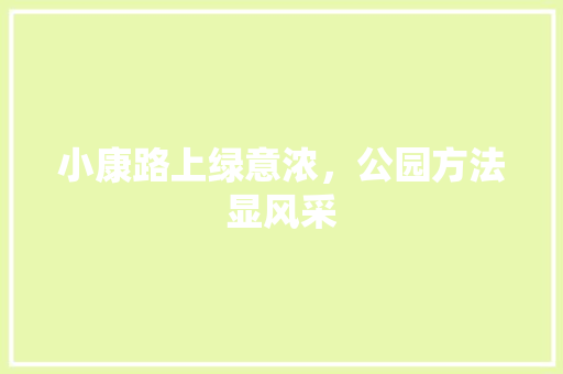 小康路上绿意浓，公园方法显风采