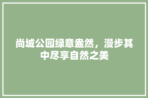 尚城公园绿意盎然，漫步其中尽享自然之美