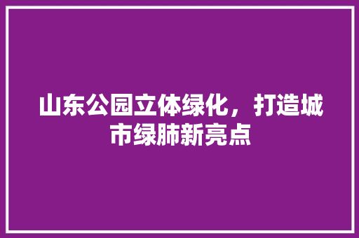 山东公园立体绿化，打造城市绿肺新亮点