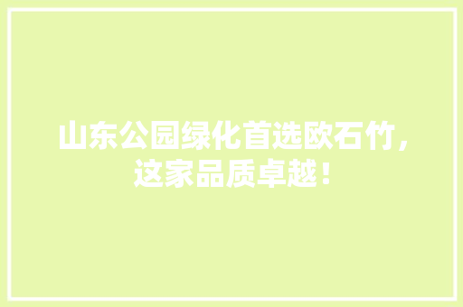 山东公园绿化首选欧石竹，这家品质卓越！