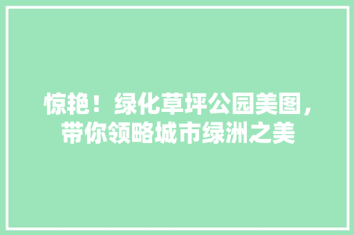 惊艳！绿化草坪公园美图，带你领略城市绿洲之美