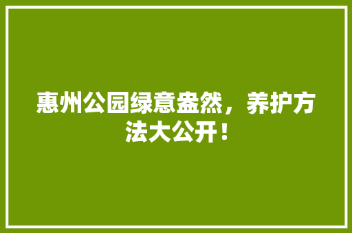 惠州公园绿意盎然，养护方法大公开！