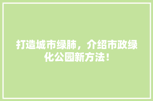 打造城市绿肺，介绍市政绿化公园新方法！