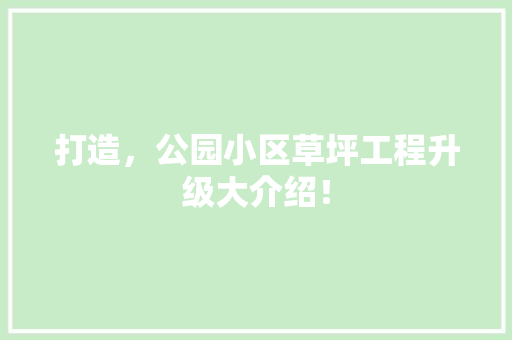 打造，公园小区草坪工程升级大介绍！