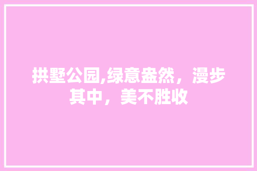拱墅公园,绿意盎然，漫步其中，美不胜收