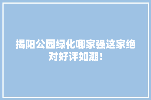 揭阳公园绿化哪家强这家绝对好评如潮！