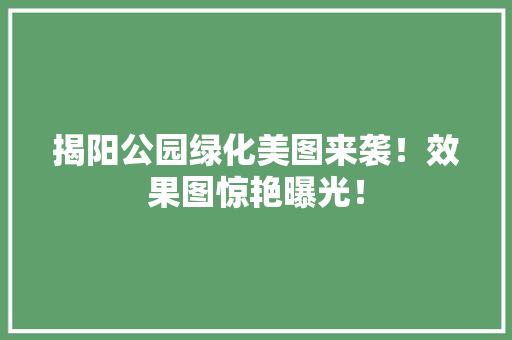 揭阳公园绿化美图来袭！效果图惊艳曝光！