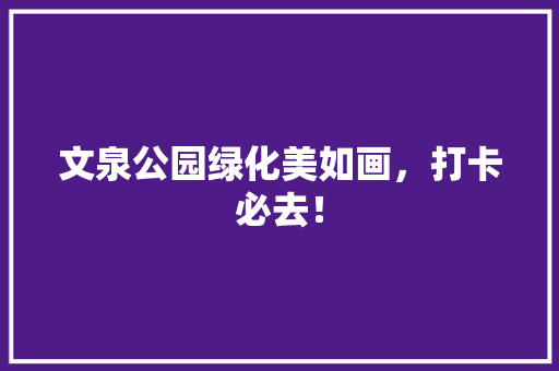 文泉公园绿化美如画，打卡必去！