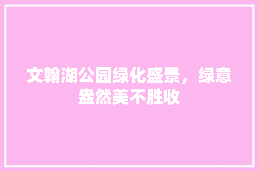 文翰湖公园绿化盛景，绿意盎然美不胜收
