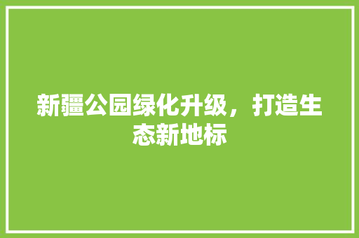 新疆公园绿化升级，打造生态新地标