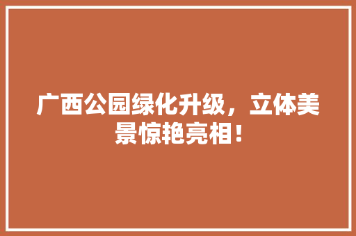 广西公园绿化升级，立体美景惊艳亮相！