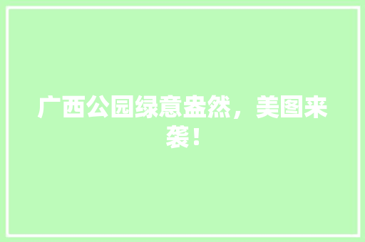 广西公园绿意盎然，美图来袭！