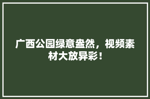 广西公园绿意盎然，视频素材大放异彩！