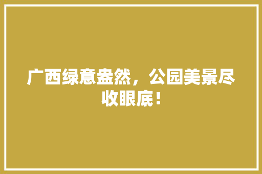 广西绿意盎然，公园美景尽收眼底！