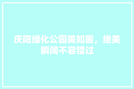 庆阳绿化公园美如画，绝美瞬间不容错过