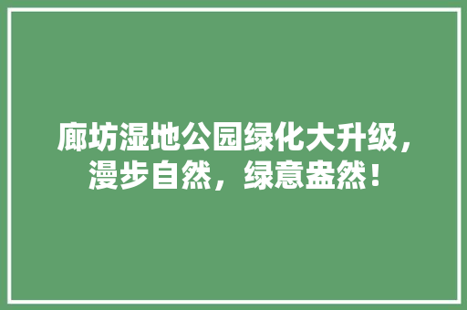 廊坊湿地公园绿化大升级，漫步自然，绿意盎然！