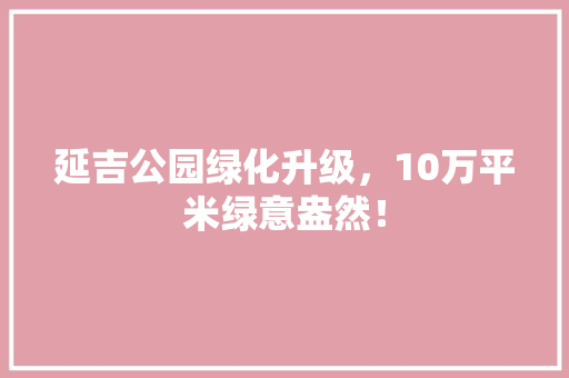 延吉公园绿化升级，10万平米绿意盎然！