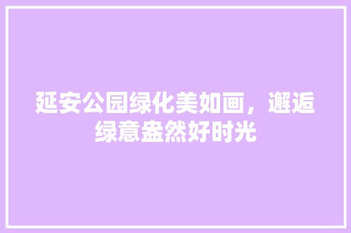 延安公园绿化美如画，邂逅绿意盎然好时光