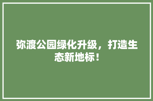弥渡公园绿化升级，打造生态新地标！