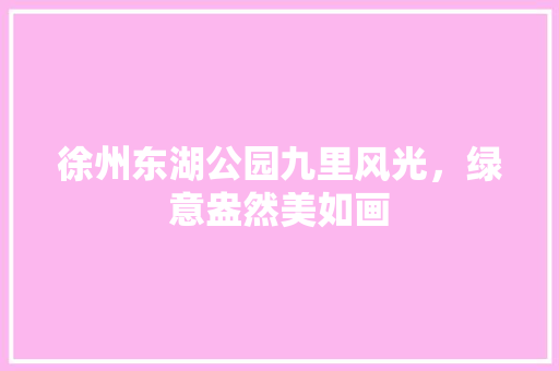 徐州东湖公园九里风光，绿意盎然美如画