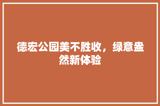 德宏公园美不胜收，绿意盎然新体验