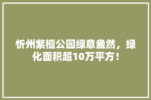 忻州紫檀公园绿意盎然，绿化面积超10万平方！