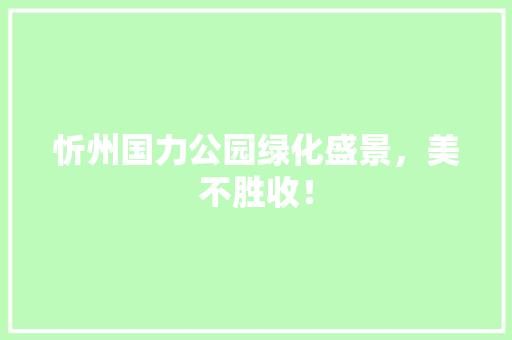 忻州国力公园绿化盛景，美不胜收！