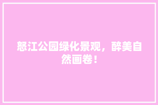 怒江公园绿化景观，醉美自然画卷！